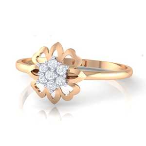 Anillo de Racimo Floral de Oro Certificado con Diamantes Reales, Pureza de 14Kt/18Kt, Peso Total de 0.07ct, Calidad IJ-SI - Product Image 3