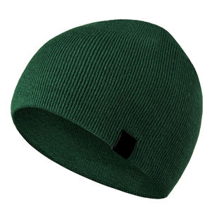 Gorro de Punto Acrílico de Alta Calidad 100%, Gorro de Invierno Cálido con Logo Personalizado, Gorro de Punto Acanalado con Etiqueta de Cuero para Hombre y Mujer - Product Image 1