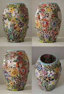 Maceta de Mosaico de Vidrio con Diseño de Hierro, Decoración para el Hogar, Maceta Antigua con Diseño de Mosaico - Product Image 4