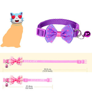 Collare Moderno di Lusso per Gatti e Cani con Elegante Fiocco, Campanello e Luci, Motivo a Pois, Nastro in Nylon/Poliestere, Stile Carto - Product Image 2