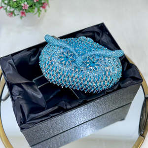 Designer Pearl Crystal Classic Casual Clutch Evening Bag Bridal Wedding Purse Ladies Rhinestone Handbag Fashion <b>Square</b> Half Moon - Product Image 3