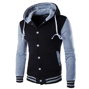 Chaqueta Varsity con Capucha para Hombre, Diseño de Parches Estampados en la Parte Delantera, Nombre Personalizado, Estilo Juvenil, Deportivo, Casual, de Forro Polar - Product Image 4