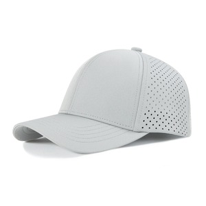 Low MOQ Custom 6-Panel Waterproof Polyester Perforated Golf Hat Cap Quick Dry Laser Cut Hole Fashion Style Sports Unisex - Product Image 6