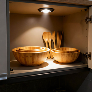 ชุดชามสลัดไม้ไผ่ขัดเงาสไตล์คลาสสิกธรรมชาติ น้ำหนักเบา เป็นมิตรกับสิ่งแวดล้อม เหมาะสำหรับงานปาร์ตี้ - Product Image 3