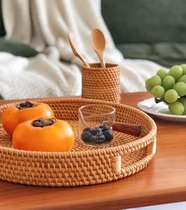 Bandeja de servicio de ratán natural hecha a mano de Vietnam, plato de desayuno rectangular, almacenamiento decorativo, decoración al por mayor de HF CRAFTS - Product Image 4