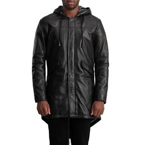 Veste en cuir de vachette enduite de luxe pour homme, col montant personnalisé, à capuche, respirante, coupe-vent, décontractée, mode automne 2026 - Product Image 4
