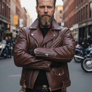 Veste en cuir pour homme, veste décontractée à capuche à carreaux, veste d'été avec design respirant - Product Image 4