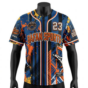 T-shirt 100% coton pour homme, coupe ample, imprimé, jersey de baseball premium en polyester mesh 180 GSM, bleu, orange, noir, panneaux rayés - Product Image 5