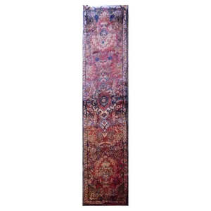 Tapis persan noué à la main en laine et coton naturels 256 x 50 cm Pan2352 - Product Image 1