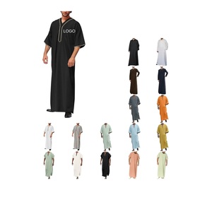 Novedades Hombres Thobes Manga Larga Alta Calidad Kaftan Algodón Hecho Qatar Dubai Estilo Árabe Jubbah - Product Image 4
