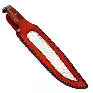 Cuchillo de caza de acero D2 hecho a mano personalizado con mango de madera, cuchillo Bowie de alto pulido con Funda de cuero. - Product Image 5