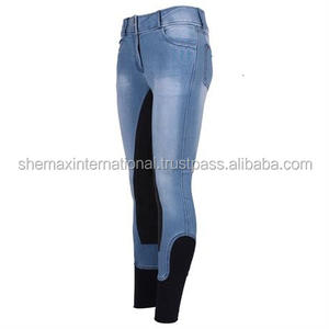 Pantalones vaqueros de montar a caballo de alta calidad Shemax 2023 personalizados al por mayor con asiento completo azul medio - Product Image 5