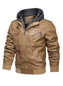 Chaqueta de Cuero para Hombre con Capucha, Diseño Personalizado, Cómoda, Duradera, Cálida, Ligera, Estilo Casual, Ropa Urbana, Venta al Por Mayor - Product Image 2