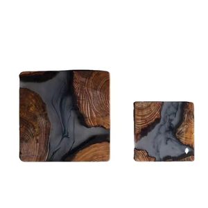 Top Sale Modern Style Custom <b>Bar</b> Coasters Creative Resin Wood Coasters with Model Pattern for Housewarming Gift - Product Image 5