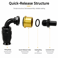 Raccord universel à déconnexion rapide pour tuyau de carburant AN8 AN10 AN12 AN16 AN20, adaptateur pivotant droit, 45, 90, 180 degrés