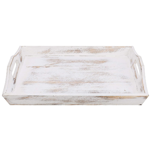 Plateau de service rectangulaire en bois de pin design personnalisé avec poignées Fabricant de plateau en bois de meilleure qualité Plateaux de service en bois pour petit-déjeuner - Product Image 1