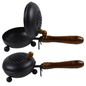 Brûleur d'encens portable noir avec poignée en bois, design ironique, meilleur design d'intérieur, porte-encens parfumé - Product Image 1