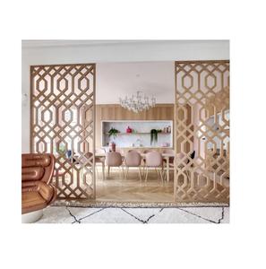 Cloison murale pliable élégante en bois avec des motifs floraux intemporels, conçue pour le style intérieur et l'intimité fonctionnelle - Product Image 3