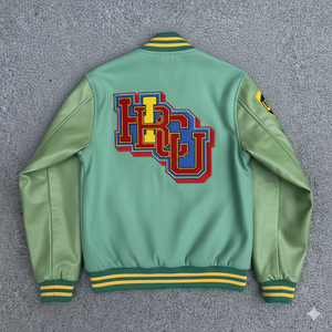 Veste universitaire unisexe en cuir véritable et soie, avec étiquette personnalisée brodée, fermeture à boutons recouverts, très vendue - Product Image 5