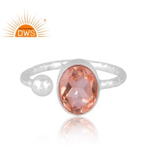 Diseño elegante 925 plata esterlina doblete morganita cuarzo piedra preciosa anillo joyería personalizada para mujer regalo para ella - Product Image 3