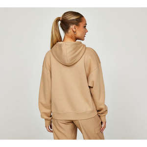 Ensemble de survêtement décontracté personnalisable pour femme, automne/hiver, sweat à capuche et pantalon en molleton à jambes larges, motif uni écologique - Product Image 4