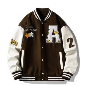 Chaqueta universitaria de alta calidad para hombres y mujeres, Mangas de cuero de chenilla bordadas, chaqueta universitaria de béisbol personalizada para invierno - Product Image 2
