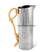 Pichet à vin vintage de designer, qualité supérieure, en aluminium transparent couleur argent, poignée plaquée or, capacité >3L, idéal pour les fêtes