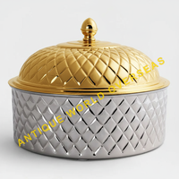 Casserole de luxe isotherme bicolore or et argent, antiadhésive, pour garder les aliments au chaud, en acier inoxydable matelassé diamant de qualité supérieure