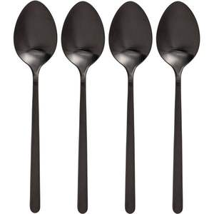 Juego de Cucharas para Servir Alimentos Elegantes al por Mayor, Utensilios para Servir Negros de Acero Inoxidable, Proveedor de Cucharas para Postre Personalizadas, 4 Piezas - Product Image 3