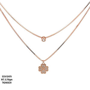 Nouveau Lucky Clover CZ Collier Deux Couches 18K Plaqué Or Géométrique Chaîne Pendentif Colliers À La Mode Femmes Clavicule Chaîne colliers - Product Image 1