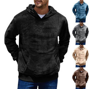 Sweat-shirt à capuche double face résistant à l'usure pour hommes, vêtements en polaire épais et chaud de couleur unie pour l'hiver - Product Image 1
