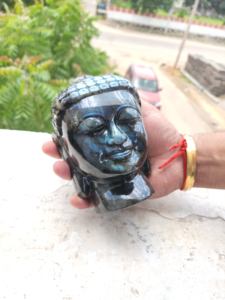 งานแกะสลักพระพุทธรูปด้วยมือจากหินลาบราดอไรต์ธรรมชาติ สไตล์ศิลปะทางศาสนา สำหรับตกแต่งบ้านและบูชา - Product Image 5