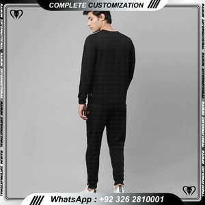 Conjuntos de chándal de algodón 100% para hombre Sudadera con estampado de color sólido y pantalón largo para verano - Product Image 2