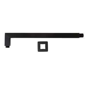 Bras de douche carré noir mat avec pommeau de douche, accessoires de bain et de toilette - Product Image 1