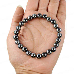 Natural Hematite 8mm Round Bead Bracelet for Grounding Protection Emotional Balance-Reiki Crystal Jewelry - Product Image 2