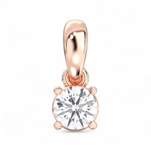 Forma redonda de 0,25 quilates, Juego de puntas de diamante cultivado en laboratorio, colgante solitario con cadena de 18 pulgadas, hecho en oro sólido para mujer - Product Image 3