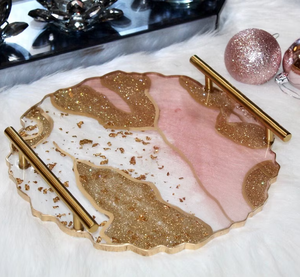 ถาดเก็บเครื่องประดับอีพ็อกซี่เรซิ่นสีชมพูใสถาดทรงกลมล่าสุดราคาสูงสุด - Product Image 1