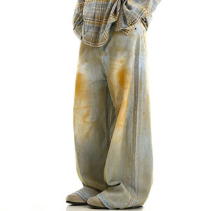 Manufacturer Wholesale High Street Men's Denim <b>Jeans</b> Baggy Wide Leg Vintage Washed <b>Button</b> <b>Fly</b> 100% Cotton OEM ODM Services - Product Image 3