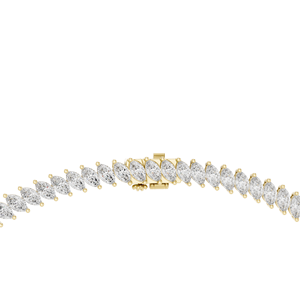 Collier tennis en or jaune 14 carats avec diamants de laboratoire Eterna V-Set, taille marquise impériale, luxe - Product Image 5