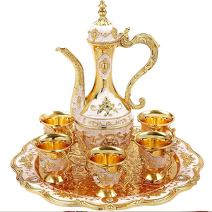 ชุดน้ำชาสแตนเลสสตีลทุบพร้อมฝาทองแดงที่ตัดกันและมือจับภาชนะใส่เครื่องดื่มคุณภาพสูง - Product Image 5