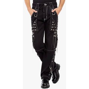 Men's 100% Cotton Black Gothic Pants Steampunk Pyramid Strap Skirt <b>Trousers</b> 2026 - Product Image 6