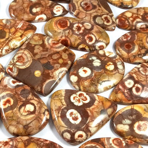 Cabujón de jaspe de ojo de pájaro Natural, lote al por mayor, parte posterior plana, cristal curativo, cuarzo, pulido a mano, venta al por mayor, piedras preciosas sueltas a granel - Product Image 1