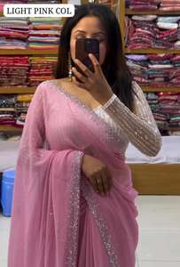 ส่าหรีพันธุ์บอลลีวู้ดจากดีไซเนอร์ชาวอินเดียชุดเซ็ตส่าหรีแบบดั้งเดิมสุดพิเศษเสื้อผ้าปาร์ตี้แฟนซีชุดสำหรับเจ้าสาวเทรนด์ใหม่ล่าสุด - Product Image 6