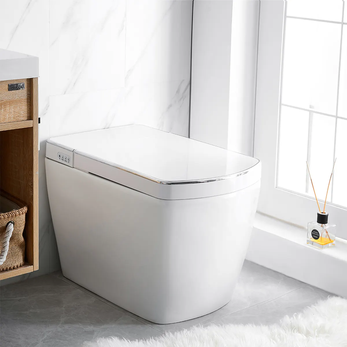 स्मार्ट एपीपी के साथ नियंत्रण डब्ल्यूसी शौचालय SL620 मंजिल घुड़सवार जापानी शैली wc घर के लिए पानी की टंकी के बिना