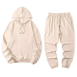 Conjunto Deportivo Unisex Personalizado con Impresión por Transferencia de Calor, 100% Algodón Orgánico, Sudadera con Capucha y Pantalones de Chándal para Hombre, Conjuntos Lisos sin Estampado - Product Image 5