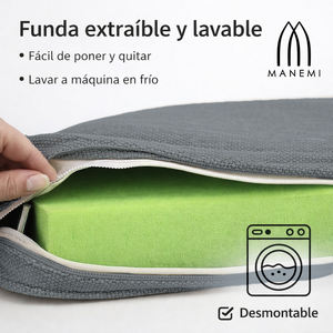 Coussin de banc long minimaliste en bois massif avec rembourrage en mousse haute densité, housse amovible et lavable à fermeture éclair, pour chaises et tapis d'intérieur - Product Image 5