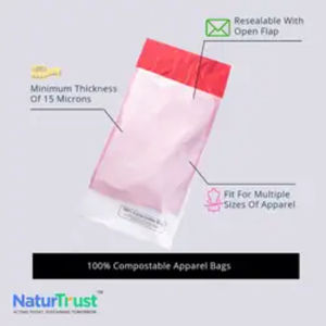 Sans produits chimiques PBAT Bio-Based PLA Plastic Poly Bags pour les vêtements transportant des caractéristiques compostables-Disponible pour la vente en gros de l'Inde - Product Image 4