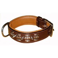 Collar de Perro Personalizado Premium, Marca OWE, Cuero Genuino Acolchado, Diseño Sólido con Remaches Decorativos, Tallas XS-5XL, Logotipo de Marca Personalizado