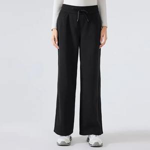 Pantalon évasé d'entraînement d'hiver décontracté pour femmes taille haute taille élastique respirant Oxford polaire pantalon de survêtement jambes larges tendance - Product Image 6