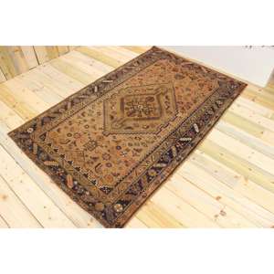 Tapis vintage 4,3x6,7 pieds, tapis turc, tapis en laine patchwork marron et noir - Product Image 1